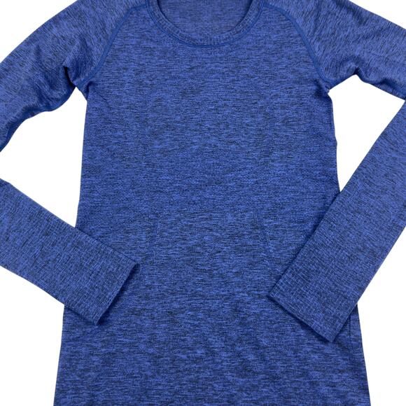 Lululemon Swiftly Tech Long Sleeve Crew Black Sapphire Blue Women's Size 4 - Picture 2 of 7